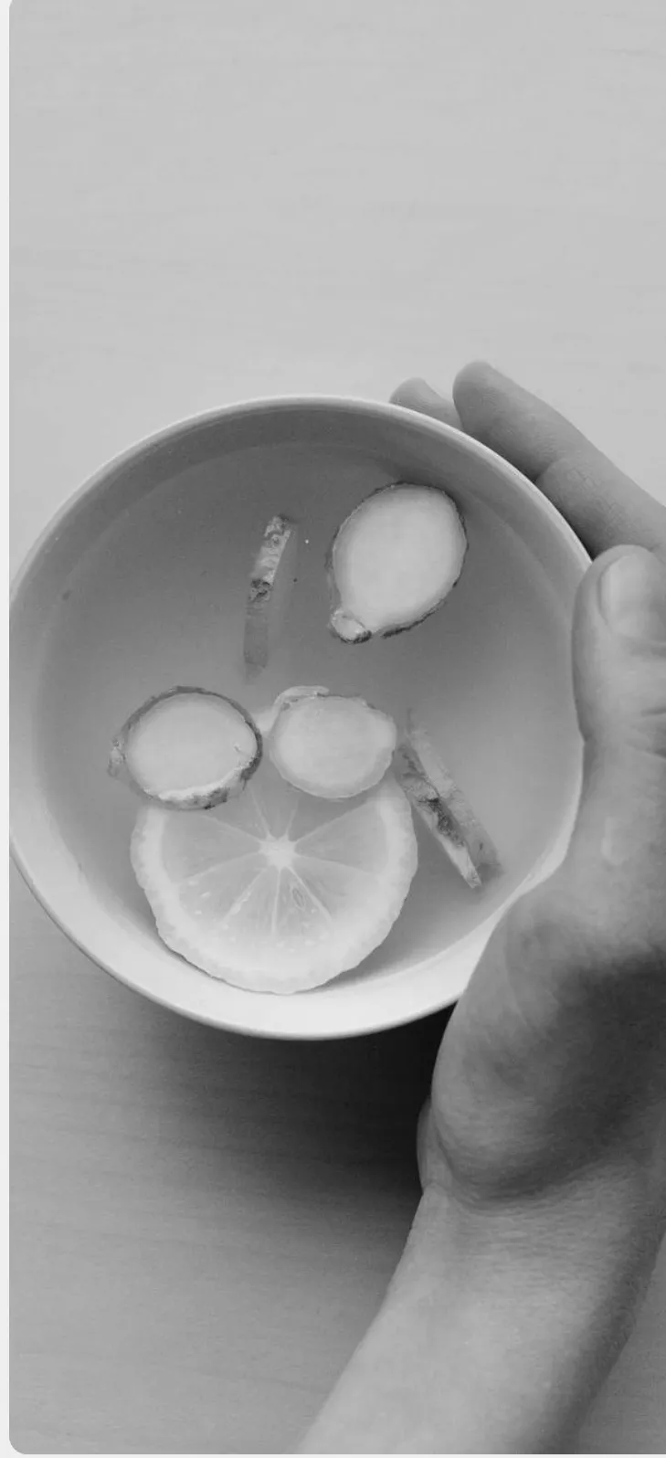 Hands holding a bowl of sliced citrus — original studio photography